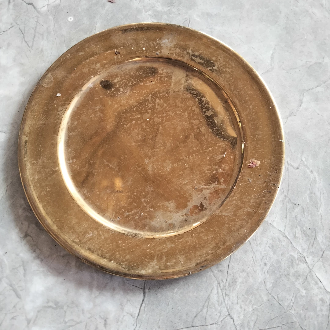 生活用品盘子下单11111家用圆形餐厅学生客厅铜器铜盘子复古瑕疵