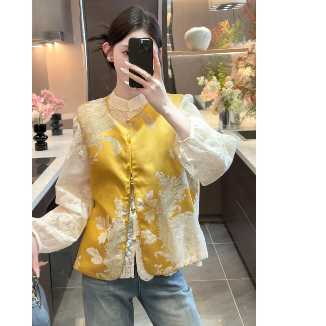 【周粥】【知春】2025春新中式盘扣提花马甲预JJC5MJ0231、JJC5MJ0232