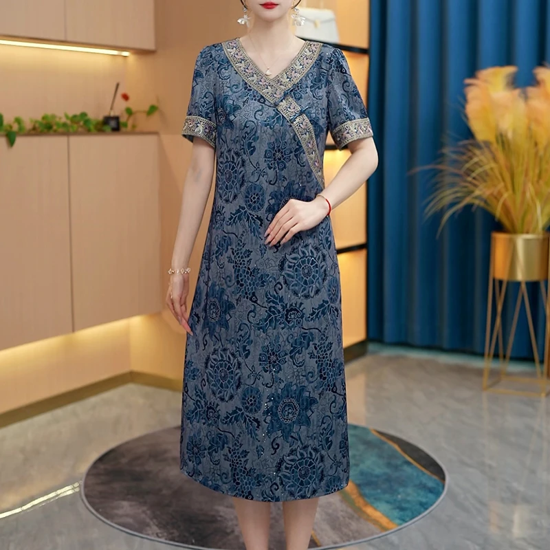 夏季新款百搭气质时尚中长款女装连衣裙【263#】