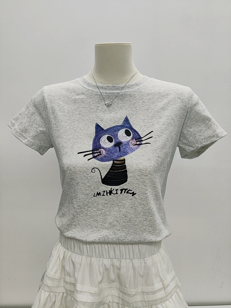 【新号福利】2025夏季新正肩修身显瘦百搭圆领印花休闲短袖T恤上衣