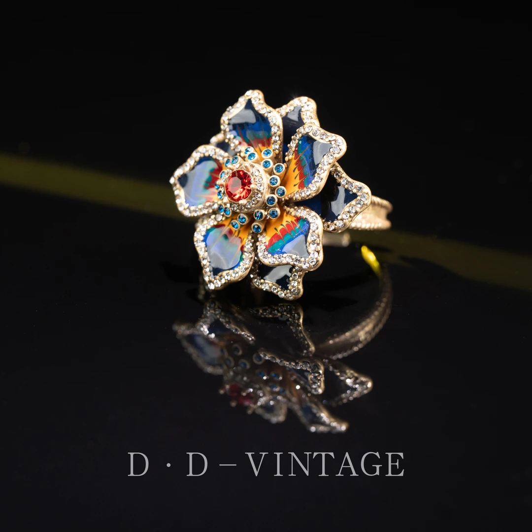 铜合金仿水晶戒指 戒指气质复古镶嵌0380R