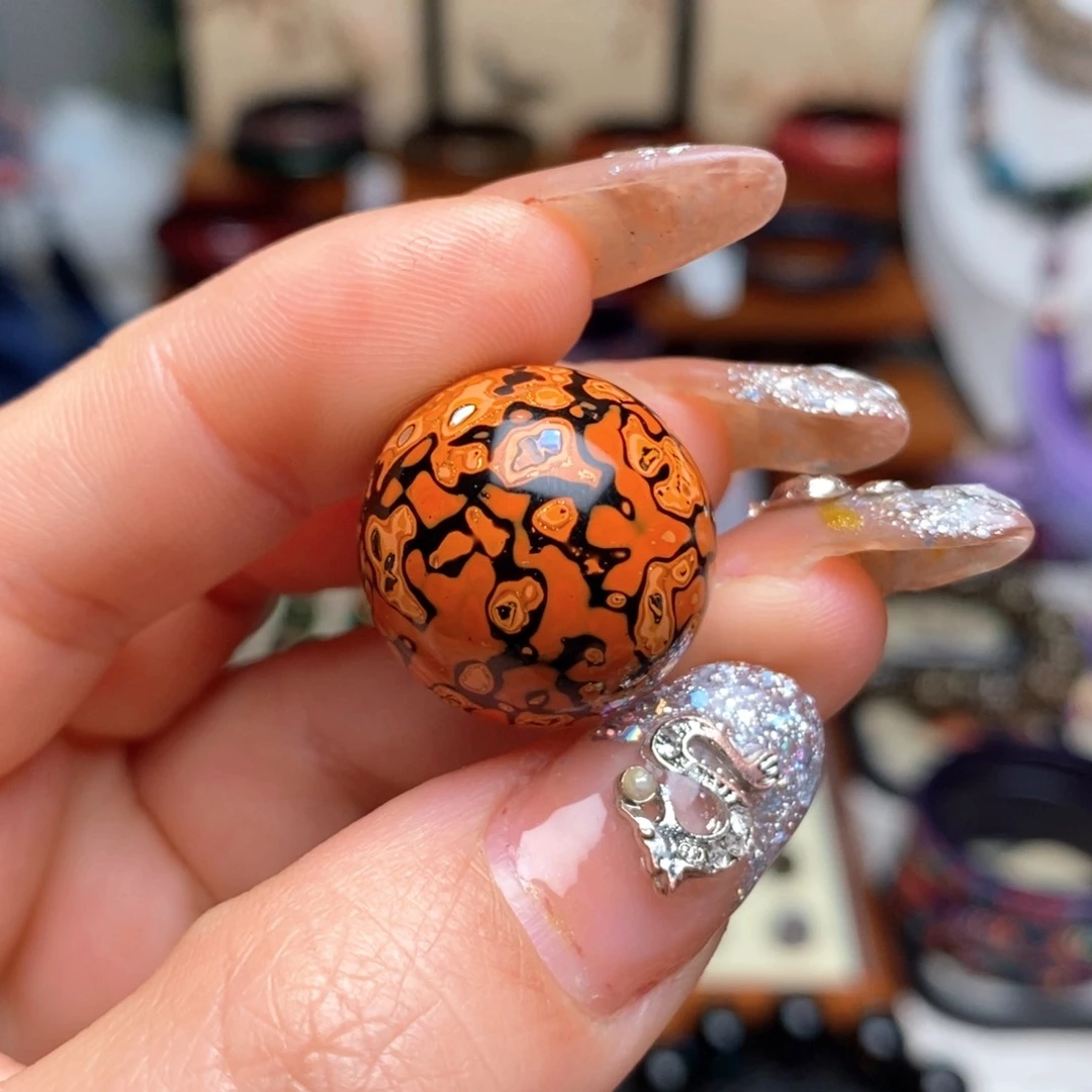 大漆20mm犀皮纹精品单珠