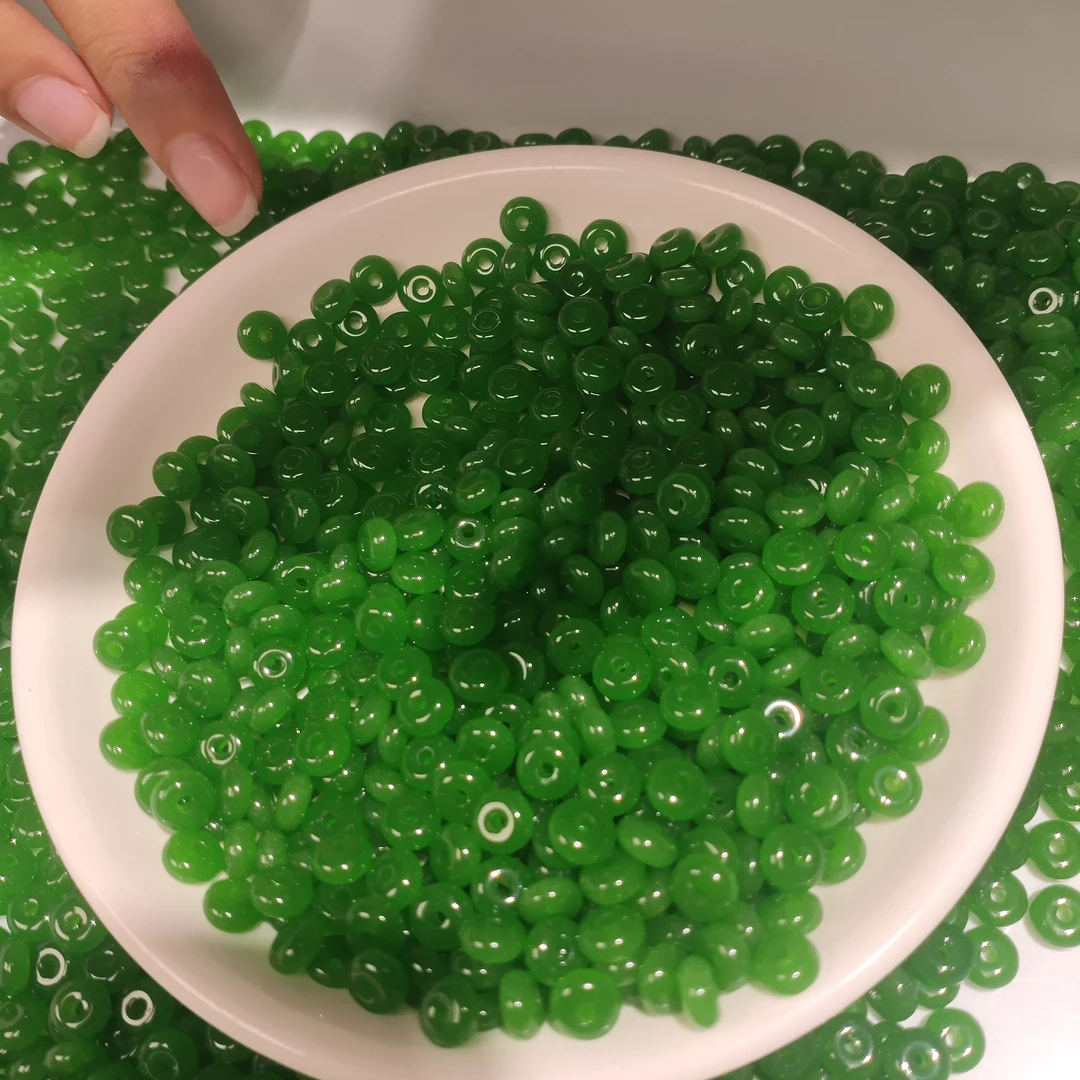 【散珠批发】W2037苹果绿算盘6*3mm*30颗