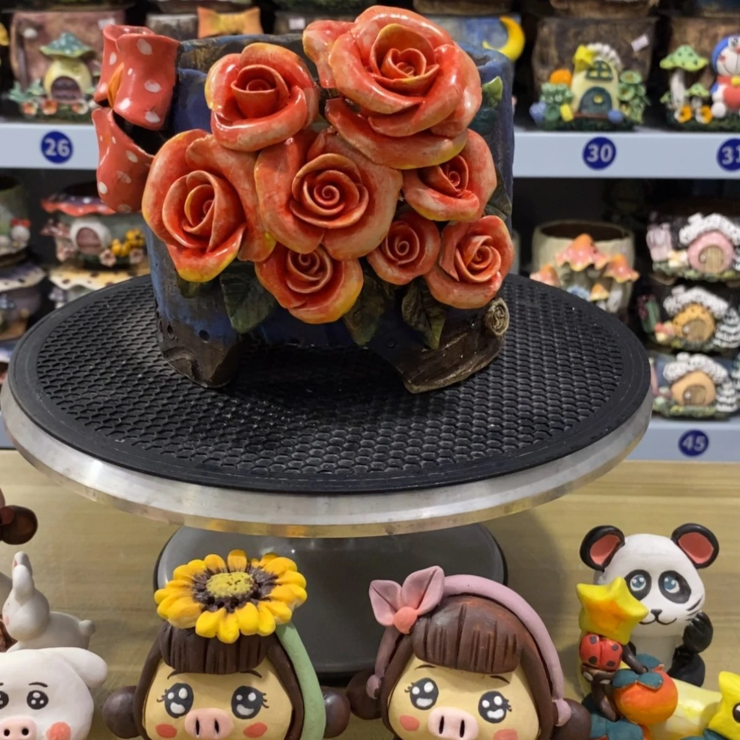 白狐粗陶手捏花盆