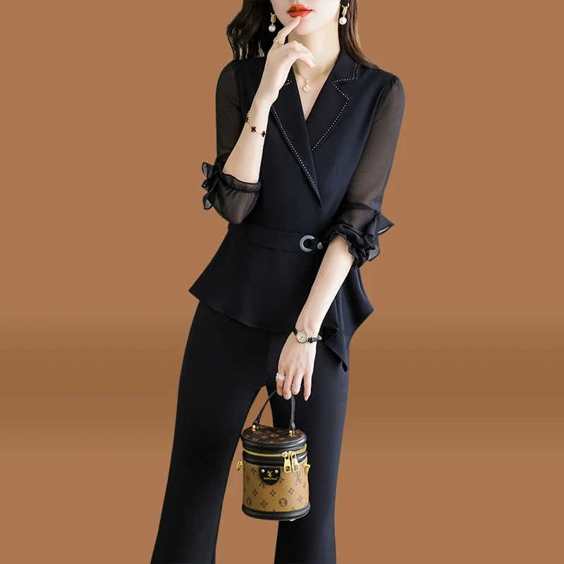 冰丝职业套装女初秋穿搭2025年新款轻奢高级感时尚洋气西装两件套