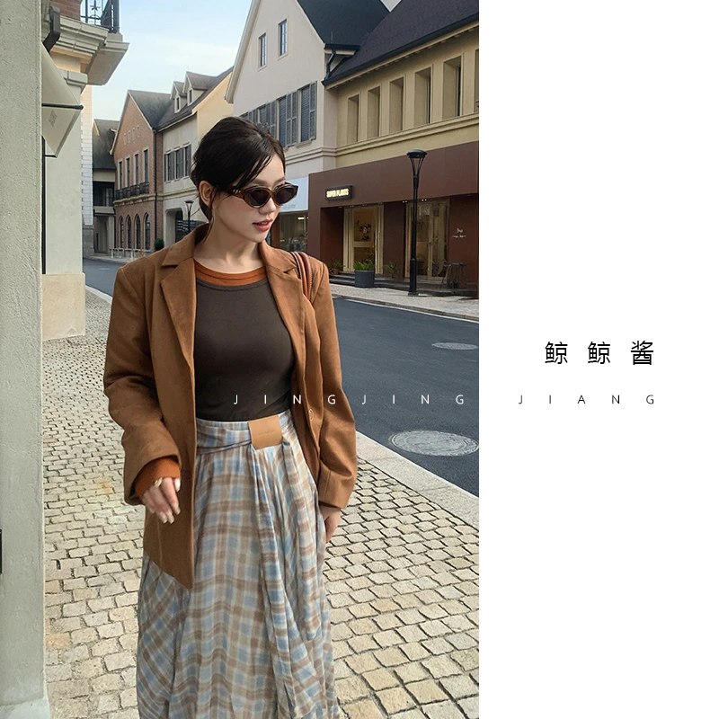 ZOZ鲸鲸酱【松烟旧山】气质显瘦轻奢时尚春夏设计西装外套长袖短款