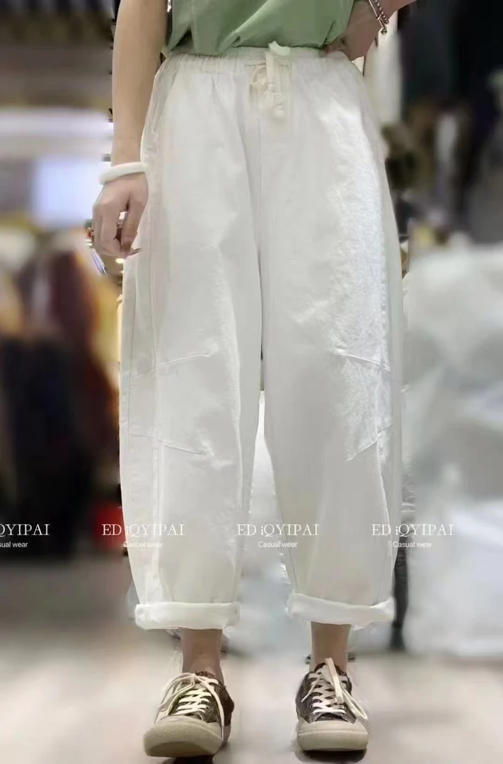 洗水棉休闲弯刀裤