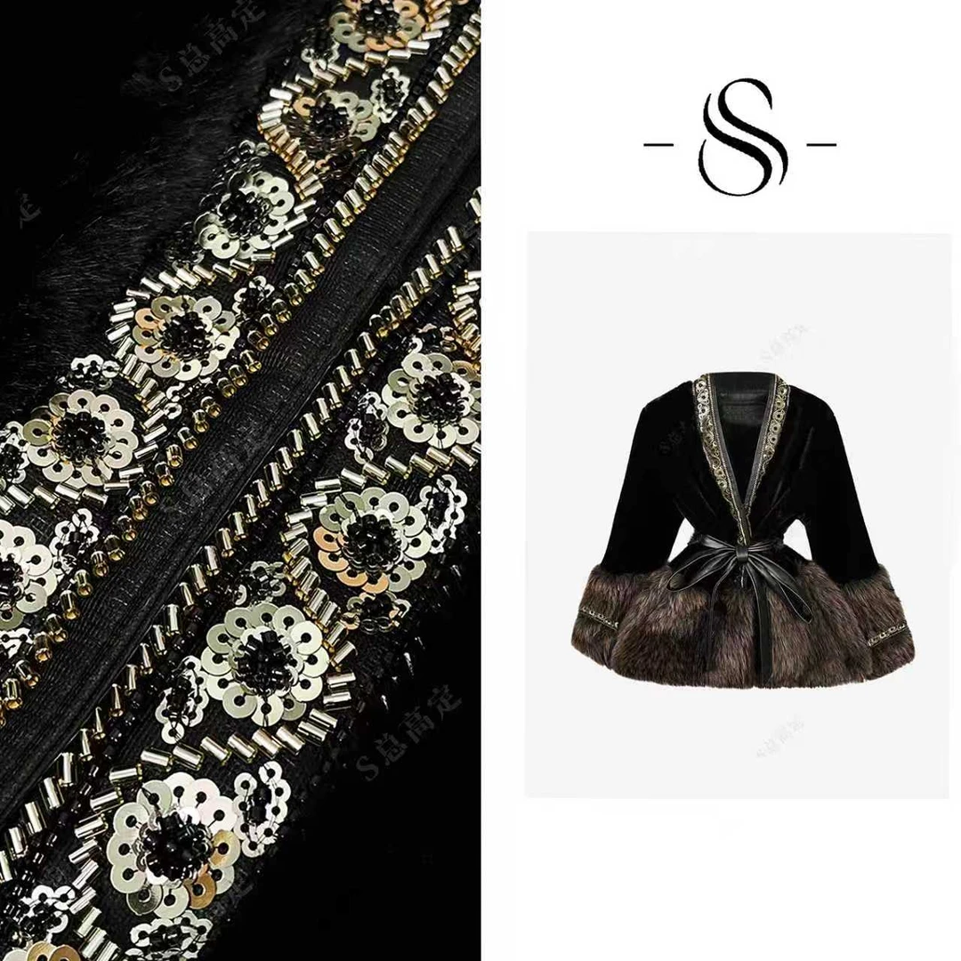 【妮妮】冬季新款法式高奢重工钉珠定制设计气质短外套D0155