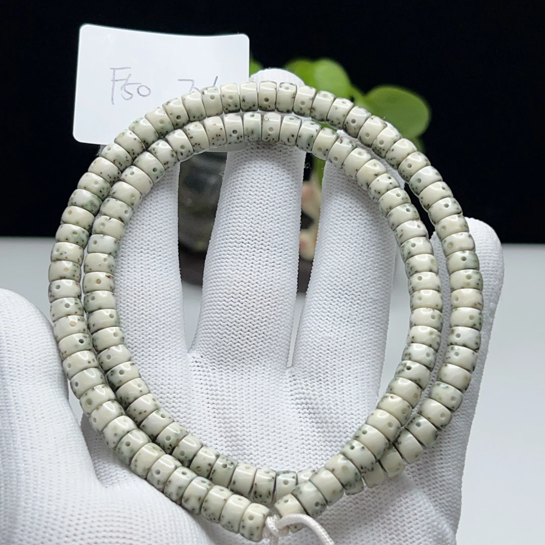 F50糯冰7*4药片珠正月大留白针尖星稀疏一物一图星月菩提108手串