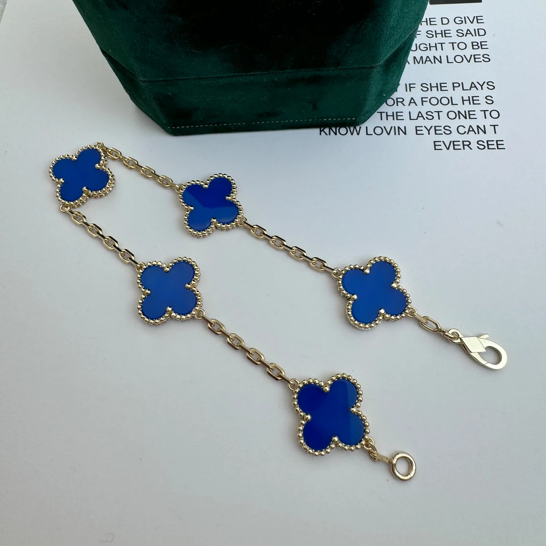 18k蓝玛瑙五花手链时尚百搭黄金色