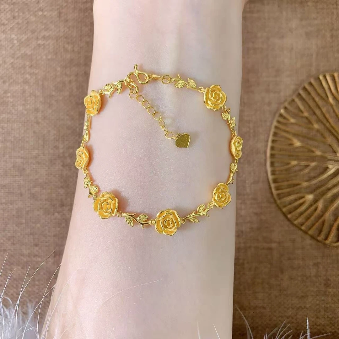 【伟新源】足金999 5G工艺  花韵玫瑰手链12.18克