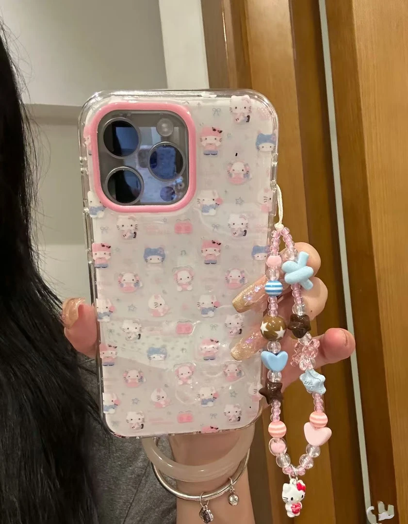 可爱满屏耳机kitty酱适用苹果16promax手机壳iphone15/14/13新款