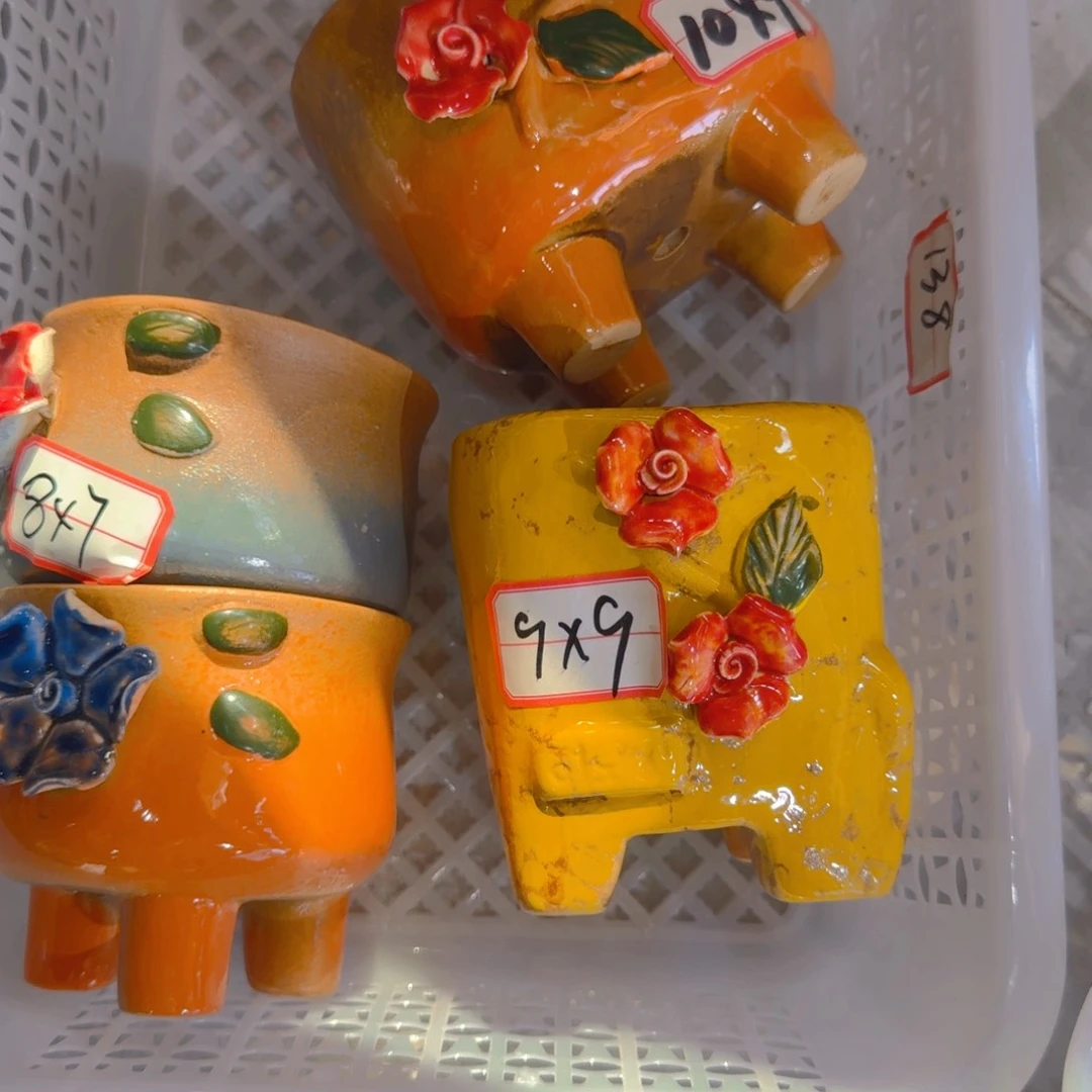 紫砂花盆粗陶精雕