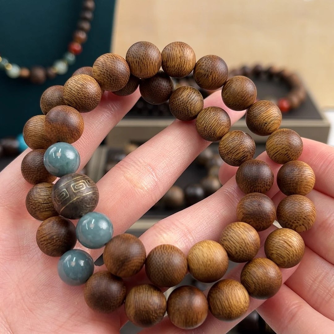 沉香手串10mm双圈富森红土沉水级