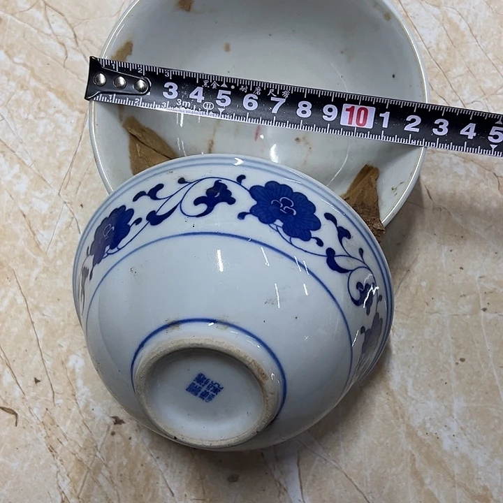 陶摆件2个12.5厘米芙蓉花碗