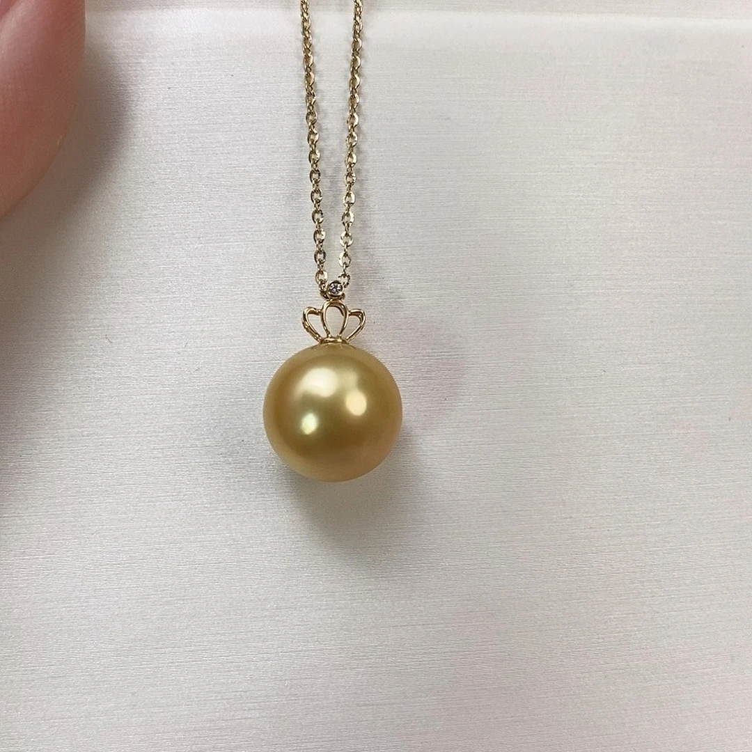 18K金镶嵌吊坠(不含链)海水珍珠金珠13-14