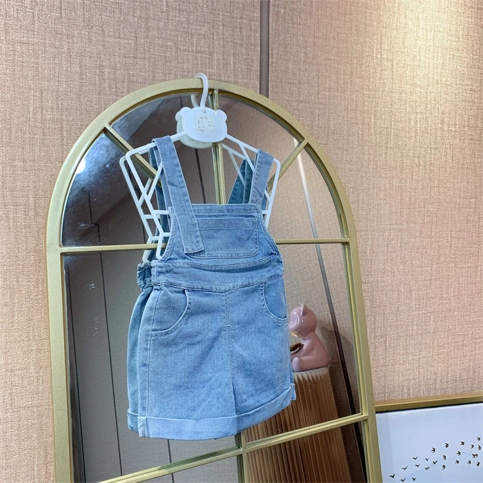 AE315  宝宝蓝色牛仔单背带短裤   夏款