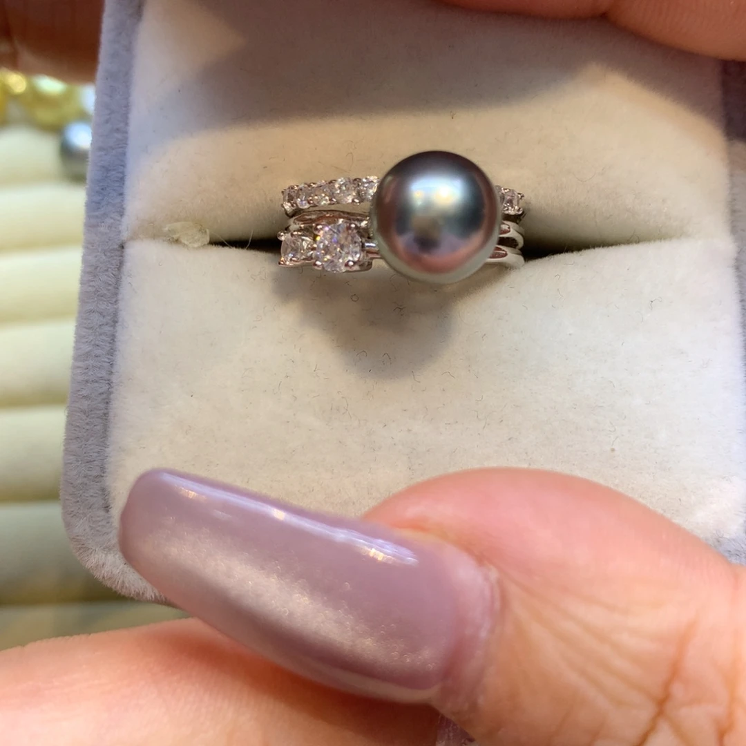 银S925镶嵌戒指海水珍珠