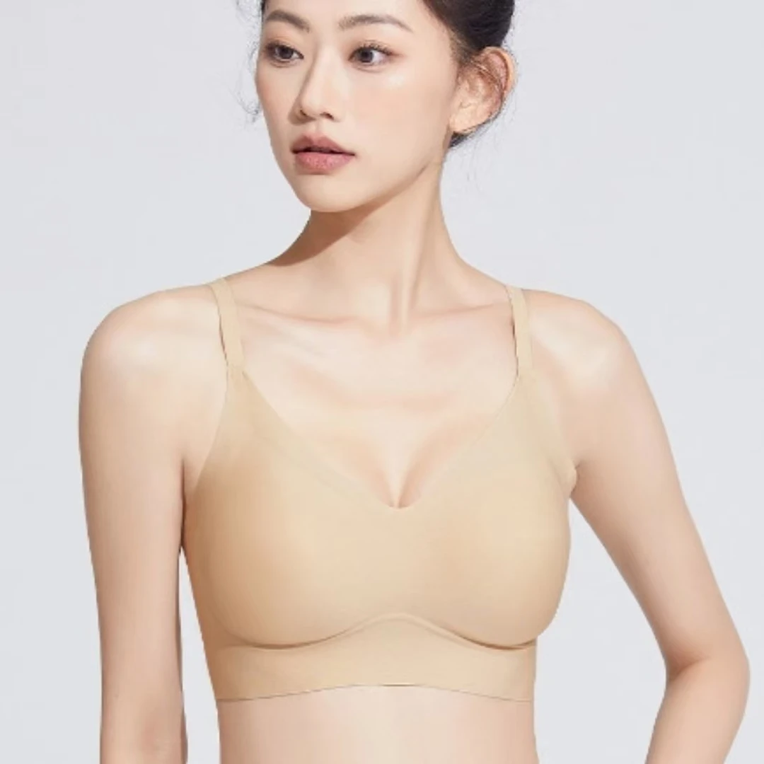 裸感一片式固定杯无痕吊带美背打底短款