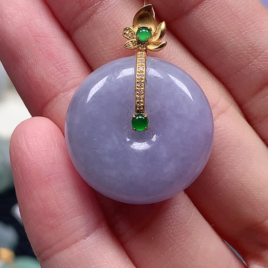 套链18K金镶嵌翡翠翡翠吊坠
