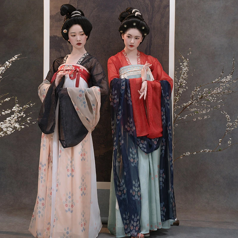 重回汉唐菩萨蛮直领对襟衫破交窬裙齐胸成人款套装唐制汉服女款夏