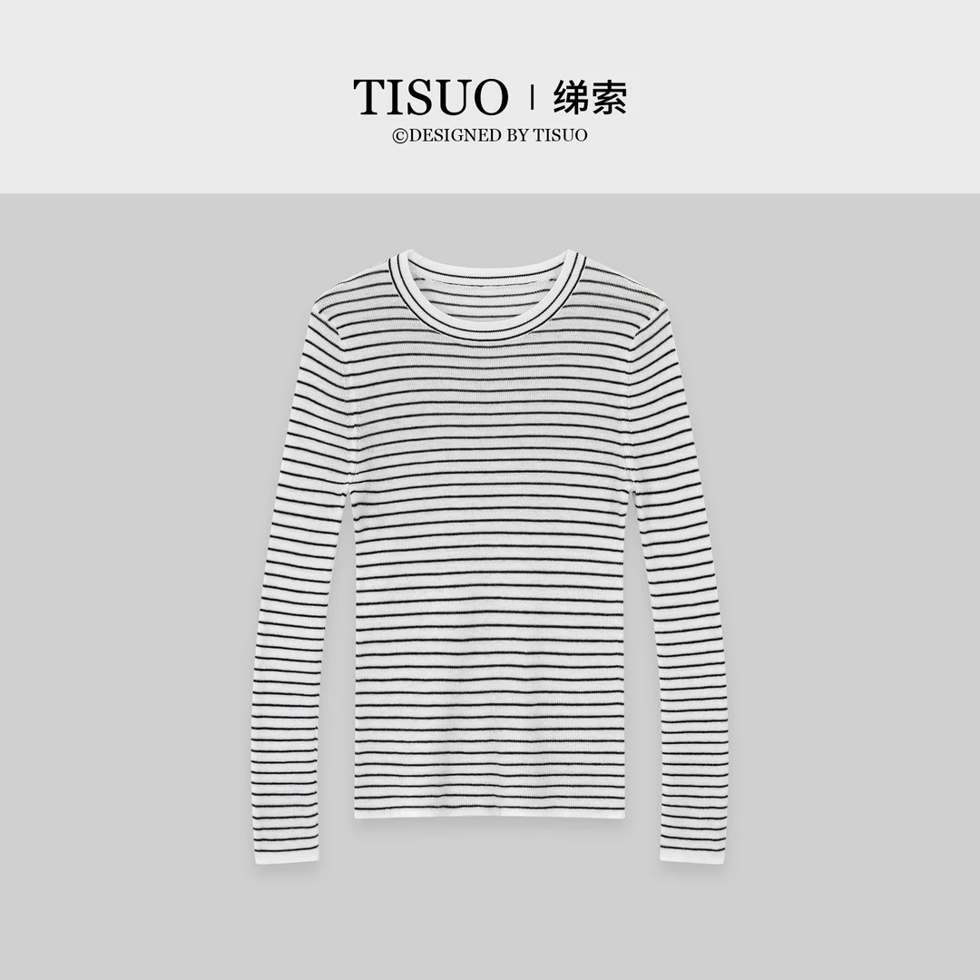 TISUO/绨索百搭圆领显瘦羊毛针织上衣TS599991