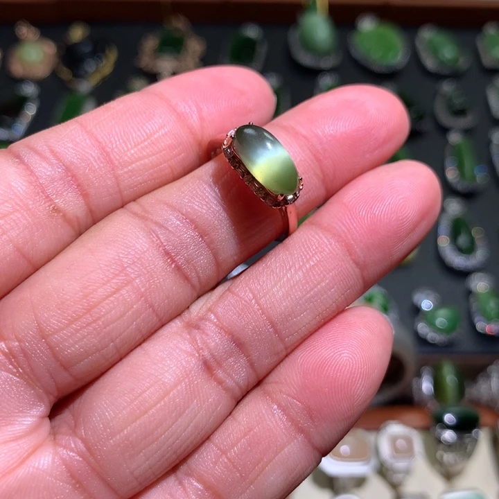 和田玉戒指银S925镶嵌