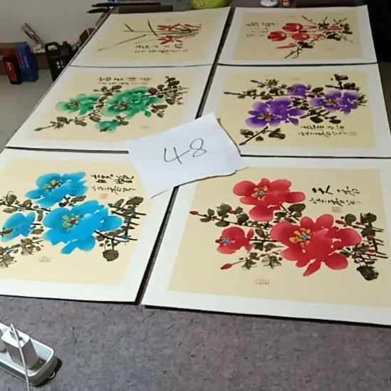 竖款写意画六张作品一套