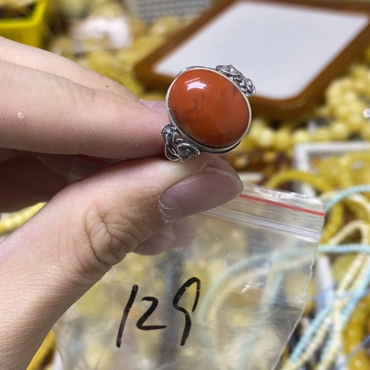 南红玛瑙银S925镶嵌戒指戒指