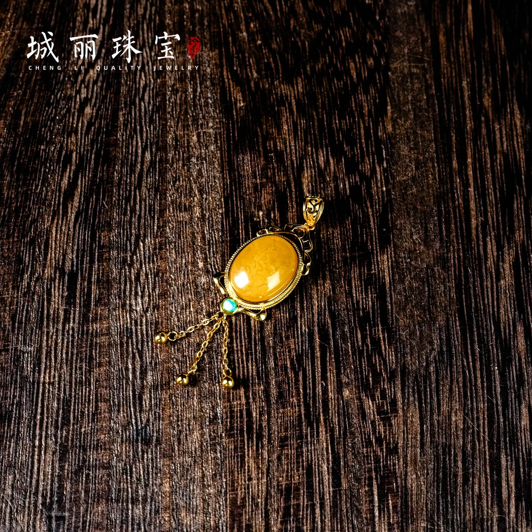 吊坠925银 【城丽珠宝】黄蛋面金福吊坠/个ZJA-168-1