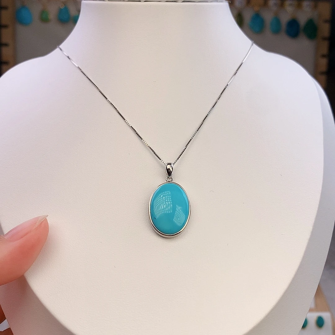 银S925镶嵌绿松石颈饰