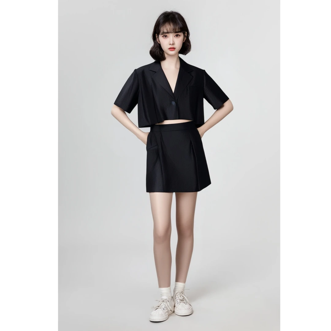 Basic House/百家好时尚短款外搭 BJ1160-HUJK322ABK