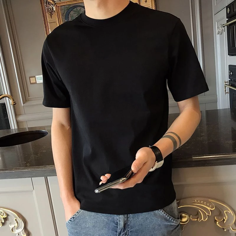 纯色白色T恤百搭男女同款纯色短袖休闲内搭夏季新款打底五分短袖