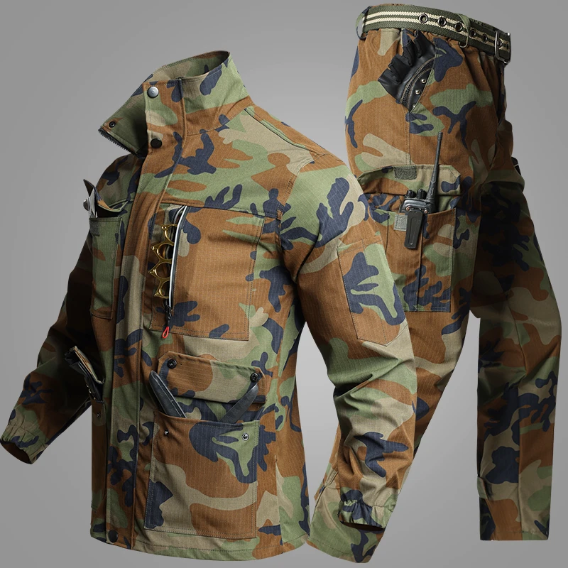 耐磨迷彩服套装男春秋工作服长袖工地汽修厂服耐脏劳保工装男装