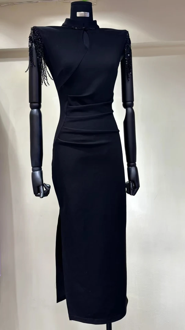 5066气场强大新中式国风改良旗袍轻奢高级感盘扣连衣裙