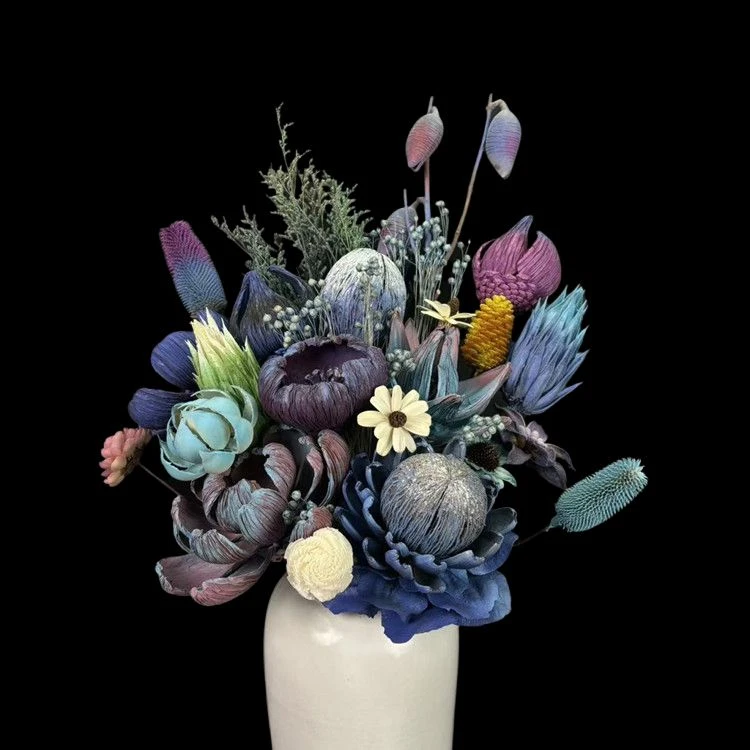油画系列蓝紫色套装桌面茶几摆件手工干花风干花束高级感永生花