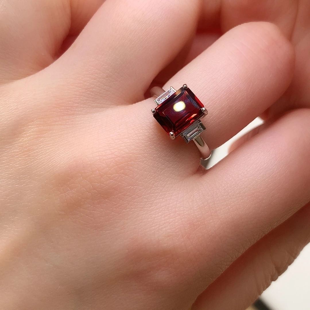 石榴石戒指银S925镶嵌
