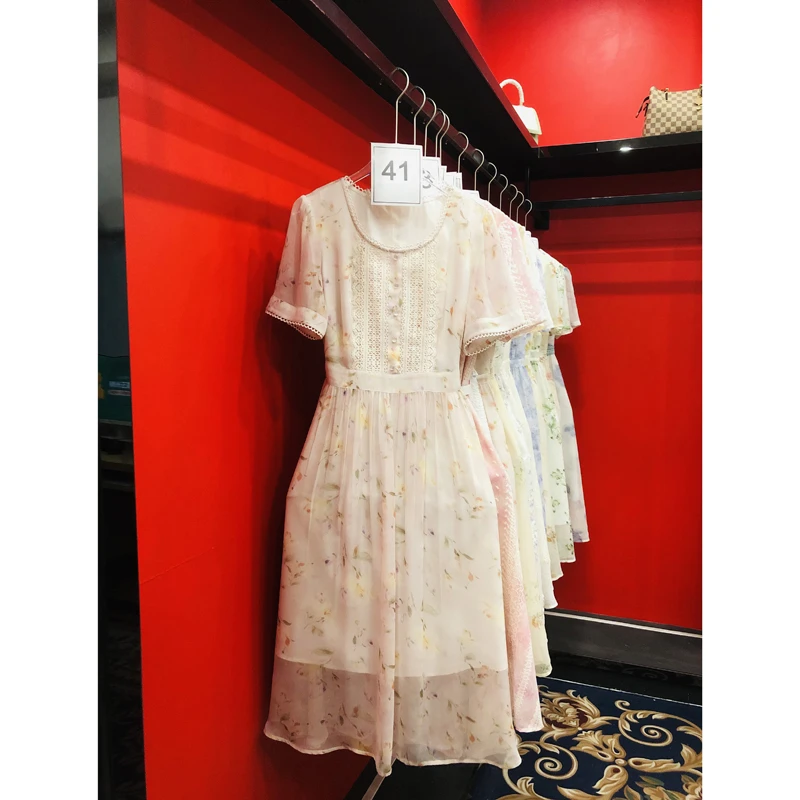 623碎花设计师连衣裙优雅夏季时尚法式气质裙子长裙