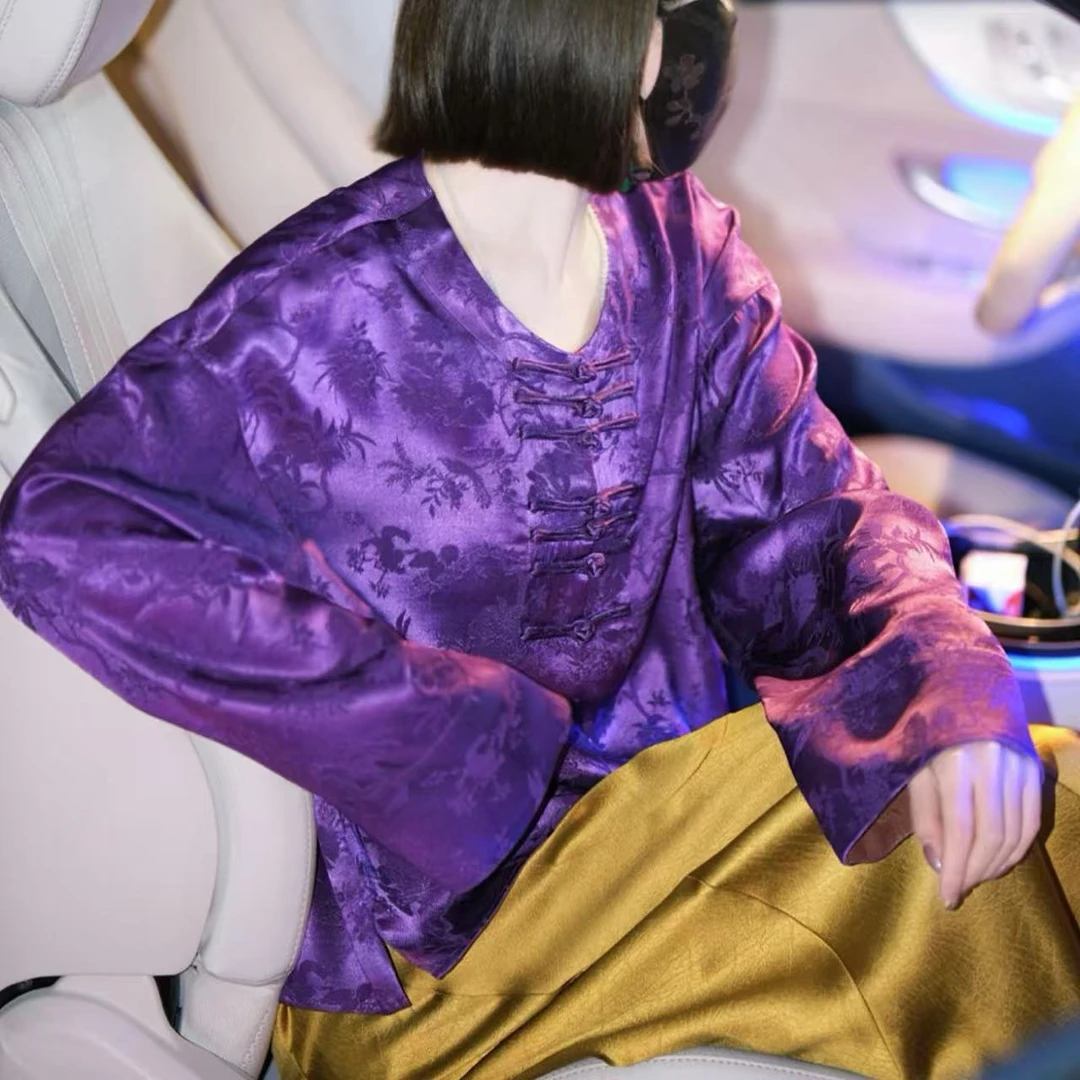 紫禁！人丝提花新中式上衣！GZ5299