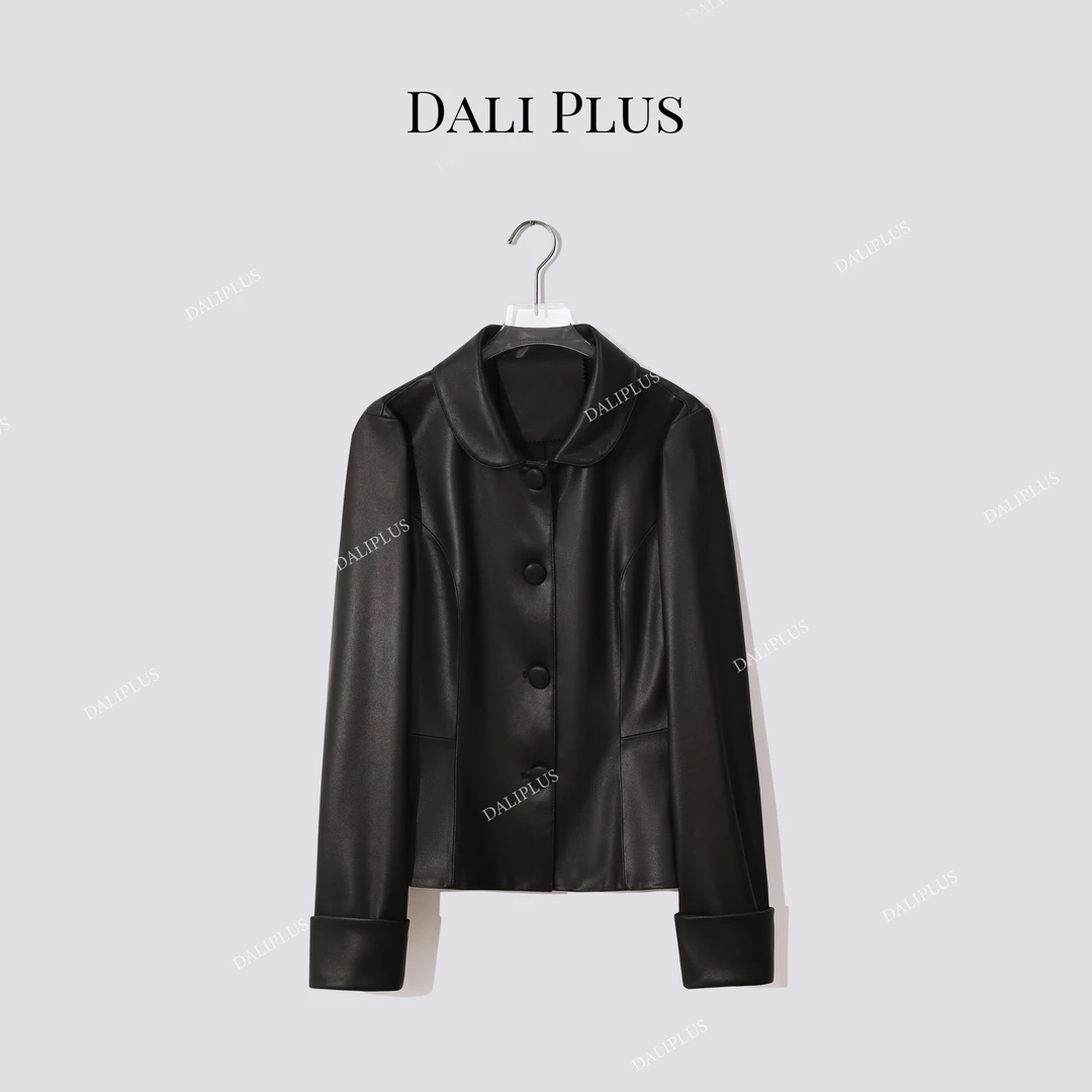 DALI PLUS“短款皮衣”100绵羊皮翻领外套-D5MM2883
