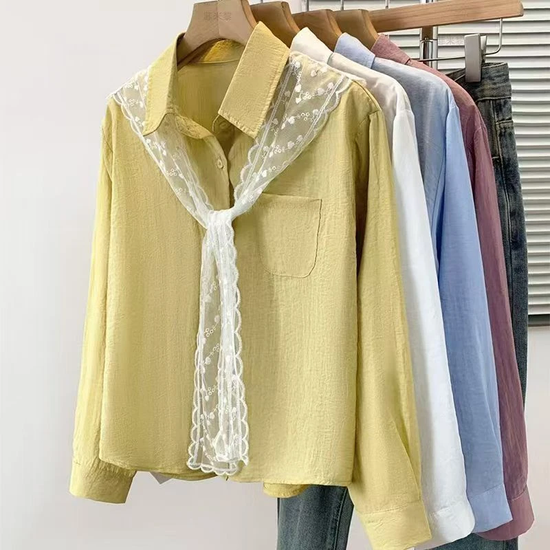 防晒薄款纯色单排多扣不褪色衬衫单肩春夏tenniscore