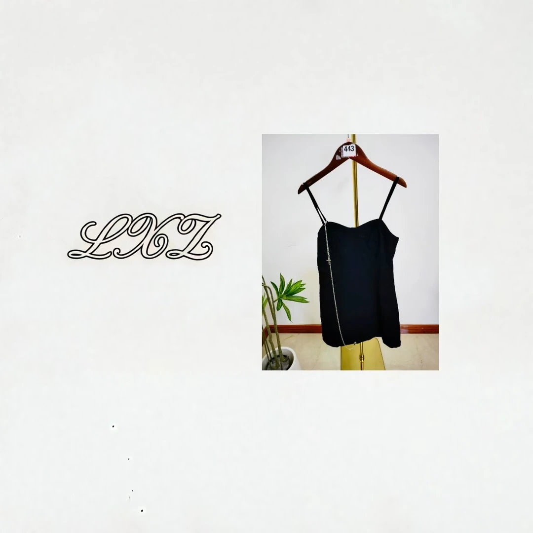 443-夏季黑色吊带裙时尚百搭洋气女装气质显瘦