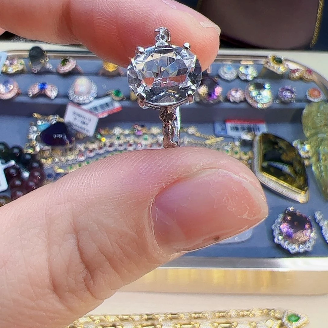 水晶戒指戒指银S925镶嵌