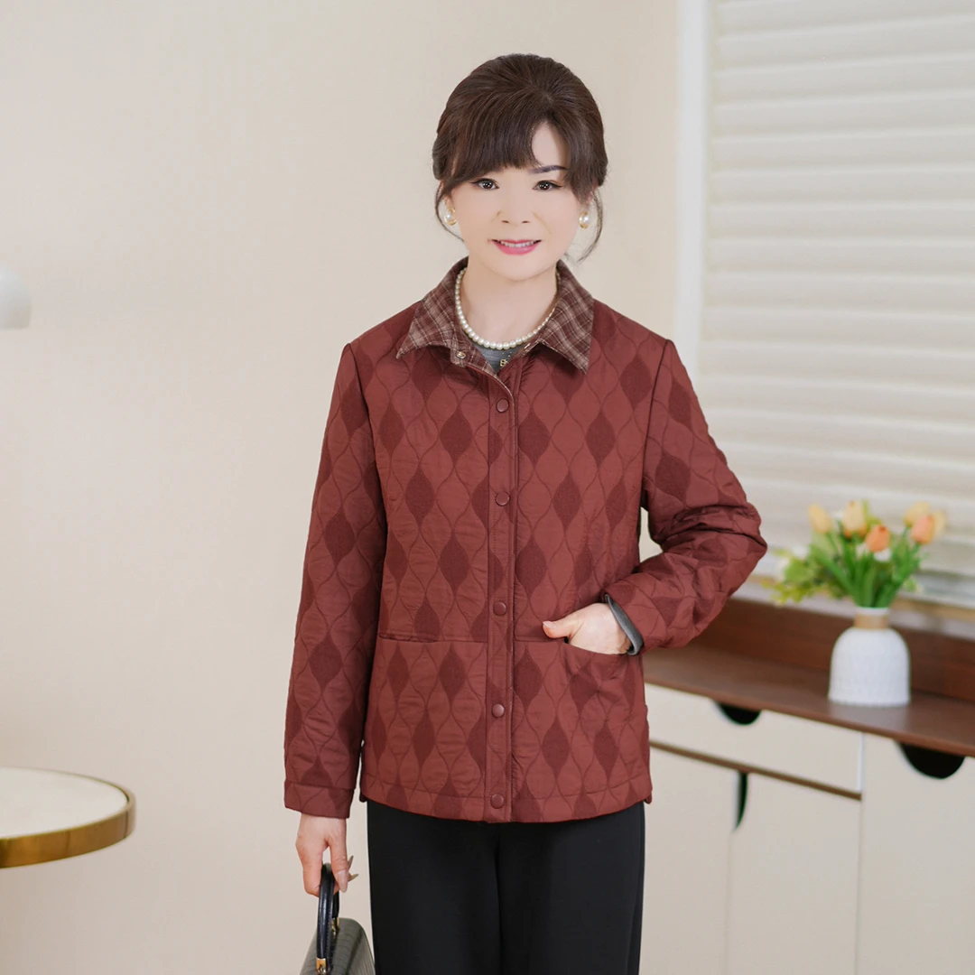 妈妈秋装2025中年新款外套洋气中老年女春秋季夹克大码长袖上衣