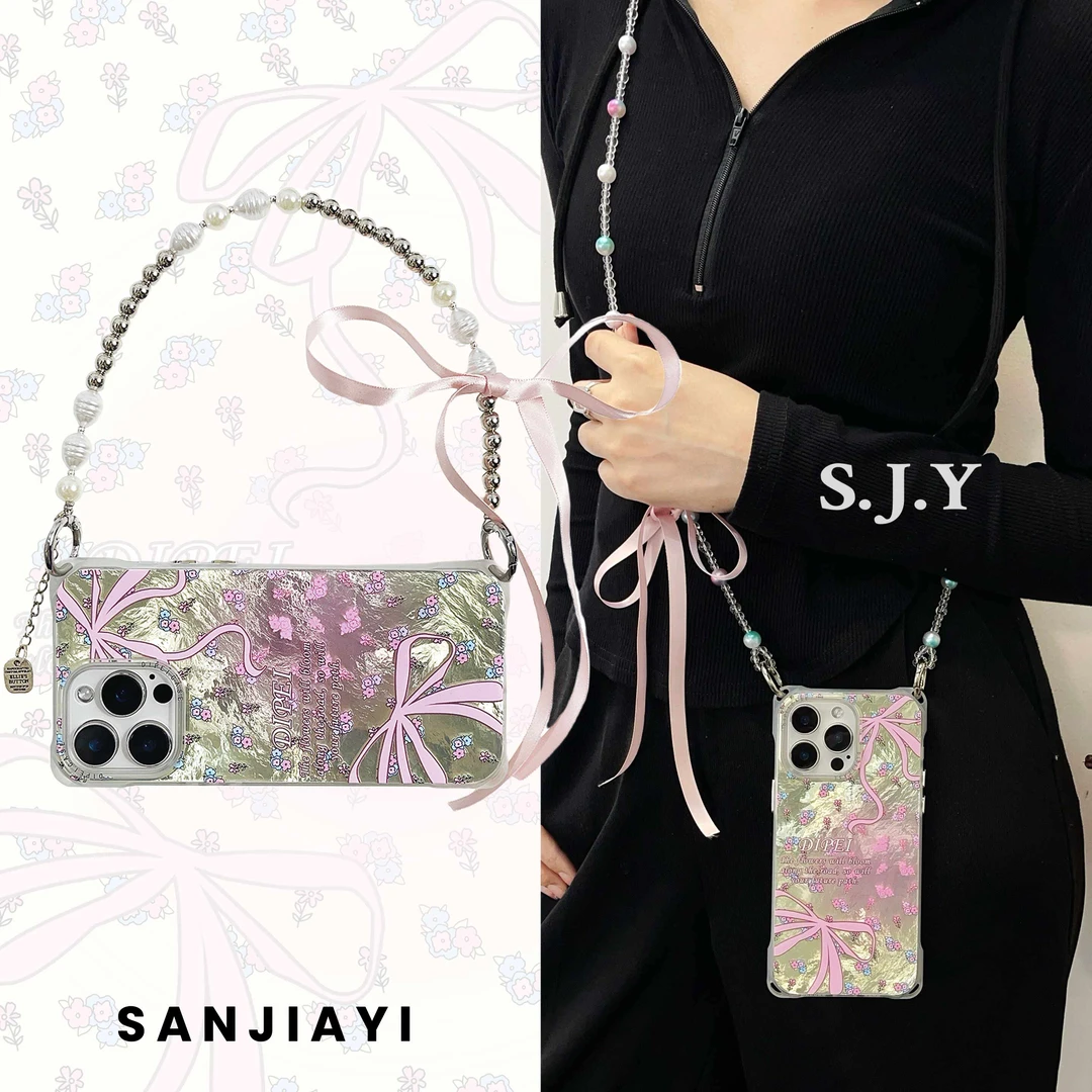 ins少女感蝴蝶结mate70挂绳可斜挎四角开孔手机壳适用荣耀华为