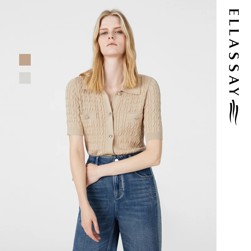 歌力思2025早春欧若风法式优雅时尚慵懒随性针织衫女EWB362M00900