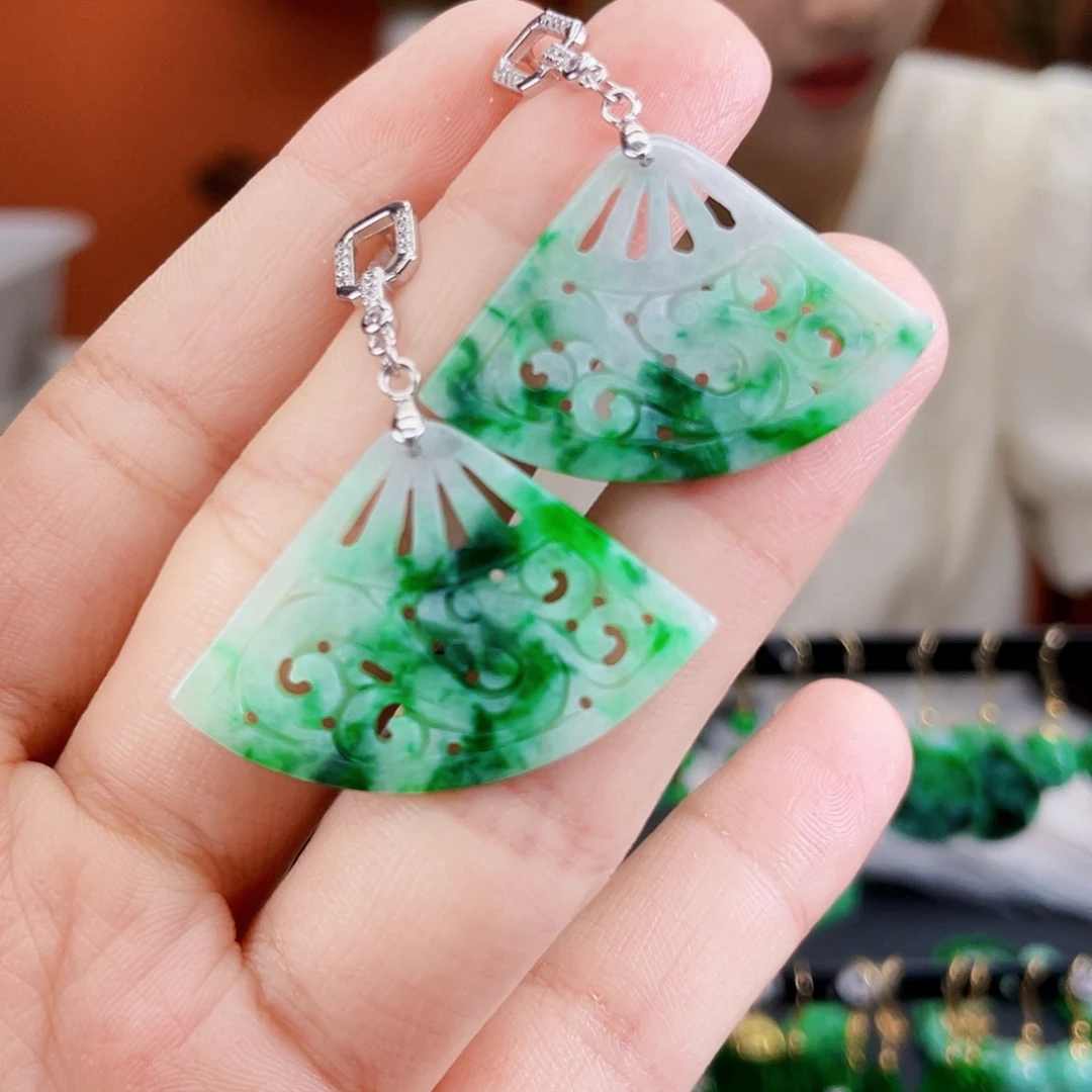 银S925镶嵌翡翠耳饰