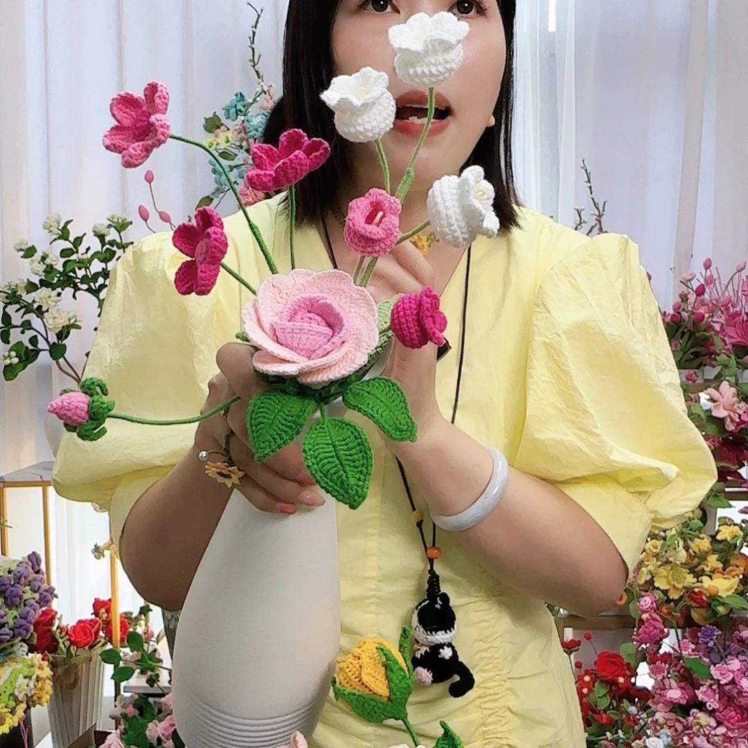 莱赛尔纤维棉手工钩织花束