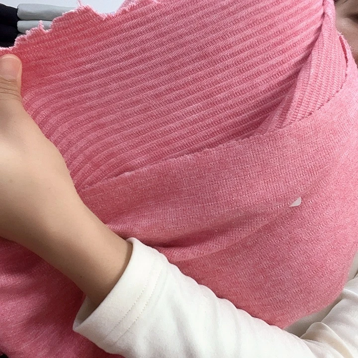 粉色条纹羊绒布头