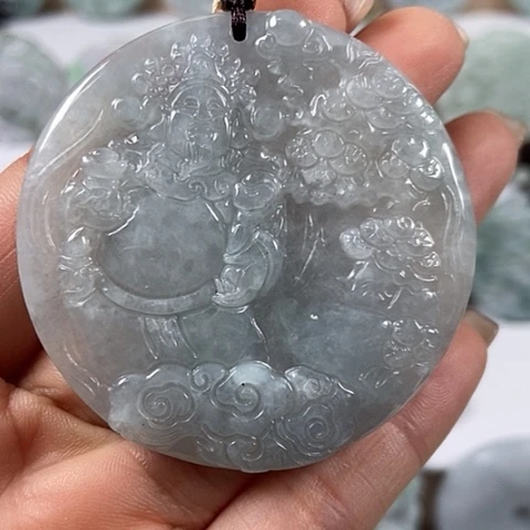 翡翠颈饰未镶嵌山水财神爷福利